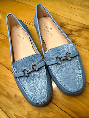 NWT Kate Spade Bernice Blue Pebble Leather Bit Driving Loafers Sz 6.5
